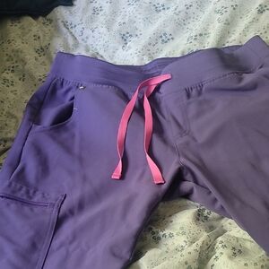 Purple FIGS with Pink Drawstrings Relaxed Fit